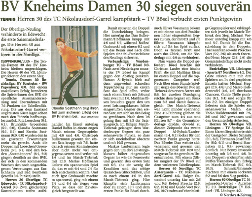 Damen 30: Kneheim - Papenburg 6:0 (NWZ 23.11.2016)