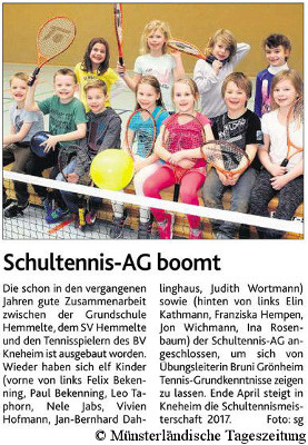 Schultennis-AG boomt (MT 09.03.2017)